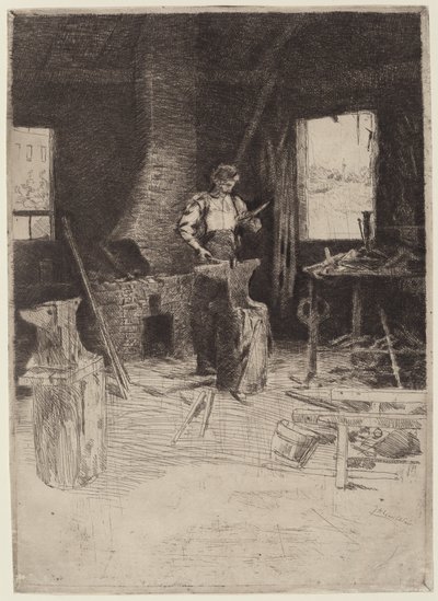 铁匠铺。 作者 Julian Alden Weir