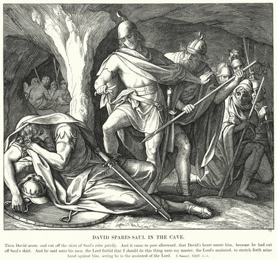David Spares Saul in the Cave (雕刻) 作者 朱利叶斯（后）施诺尔·冯·卡洛斯菲尔德