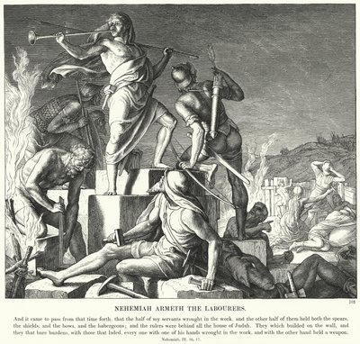 尼希米武装劳动者（雕刻）。 作者 朱利叶斯（后）施诺尔·冯·卡洛斯菲尔德