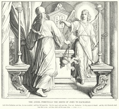 The Angel Foretells the Birth of John to Zacharias (engraving) 作者 朱利叶斯（后）施诺尔·冯·卡洛斯菲尔德