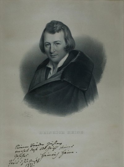 诗人Heinrich Heine的肖像1797-1856，1839年 作者 朱利叶斯·吉尔（Julius Giere）