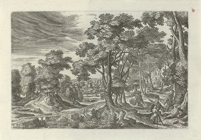 带旅行者劫案的风景画
好撒玛利亚人寓言场景风景画（系列名称） 作者 汉斯·波尔