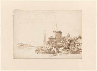 运河上有风车的小镇 作者 朱利叶斯·雅各布斯·范·德·桑德·巴库伊森