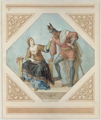 Brunhilde和Hagen，1854年Richard Wagner（1813-83）对&39;The Niebelungen&39;的插图 作者 朱利叶斯·施诺尔·冯·卡洛斯菲尔德