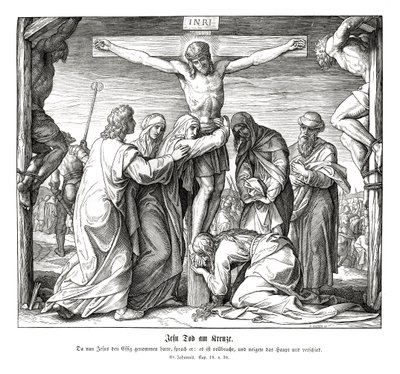 耶稣在十字架上的死亡，《约翰福音》。 作者 朱利叶斯·施诺尔·冯·卡洛斯菲尔德