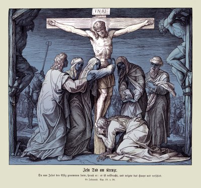 耶稣在十字架上的死亡，《约翰福音》。 作者 朱利叶斯·施诺尔·冯·卡洛斯菲尔德