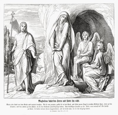 抹大拉的马利亚在耶稣的墓前，《约翰福音》。 作者 朱利叶斯·施诺尔·冯·卡洛斯菲尔德