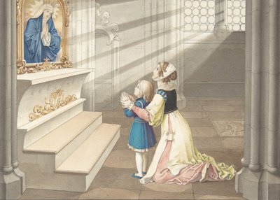 祈祷中的母女，约1811-17年。 作者 朱利叶斯·施诺尔·冯·卡洛斯菲尔德