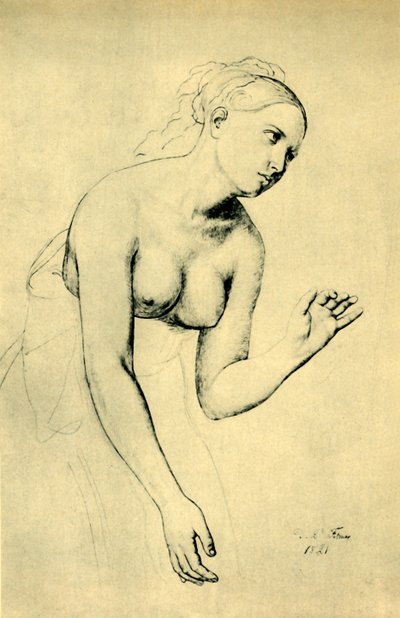 半裸的女人，1821年，1943年。 作者 朱利叶斯·施诺尔·冯·卡洛斯菲尔德