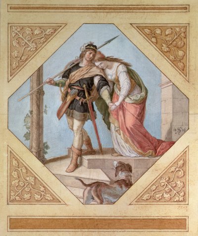 Siegfried和Brunhilde，来自The Niebelungen的插图Richard Wagner（1813-83） 作者 朱利叶斯·施诺尔·冯·卡洛斯菲尔德