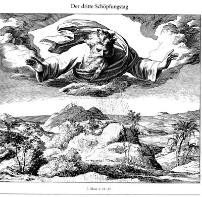 1852-1860年，来自Bildern的Die Bibel创作的第三天 作者 朱利叶斯·施诺尔·冯·卡洛斯菲尔德