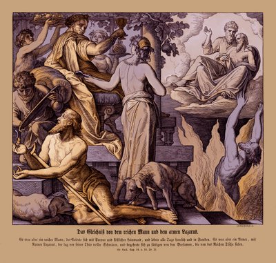 富人与乞丐拉撒路》，《路加福音》。 作者 朱利叶斯·施诺尔·冯·卡洛斯菲尔德