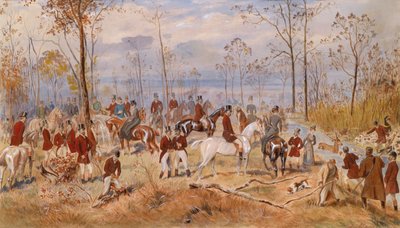 狩猎朱利叶斯-冯-布拉斯（1845-1922 年）的作品，纸上水彩画，约 1890 年。奥地利艺术 作者 Julius von Blaas