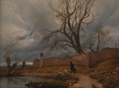 暴风雨中的流浪者》，1835年。 作者 朱利叶斯·冯·莱波德