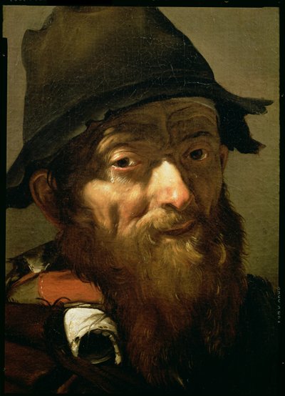 一个老人的头，一个老人的画象细节有葱油的在91076帆布细节 作者 Jusepe de Ribera