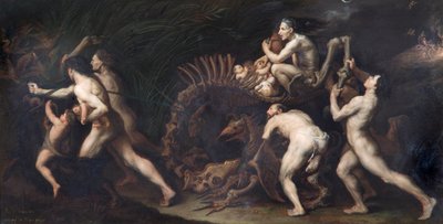 La Carcasse: 一个女巫被画在怪物的骨架上》，17世纪 作者 朱塞佩·德·里贝拉
