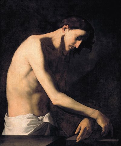 The Flagellation of Christ par Ribera, Jose, de (1591-1652)。布面油画，尺寸：99x81，约 1620 年，都灵萨巴达画廊 作者 朱塞佩·德·里贝拉