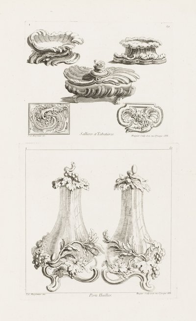 Sallieres etTabatières（盐碗和鼻烟盒），盘子在Oeuvres 作者 JusteAurèleMeissonnier