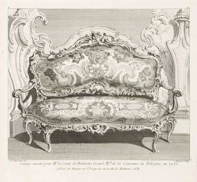 沙发于1735年为波兰王储Count de Bielinski Grand M.al先生处决。 1735年为比林斯基伯爵制的沙发，第4盘 作者 JusteAurèleMeissonnier