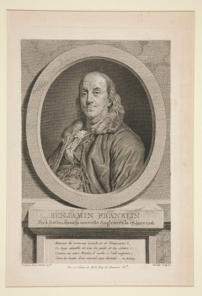 本杰明-富兰克林，1706 年 1 月 17 日出生于新英格兰波士顿 作者 Justus Chevillet