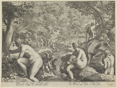男女洗澡 爱茉莉索 爱的不同方面（系列名称） 作者 Aegidius Sadeler (II) （归属于）