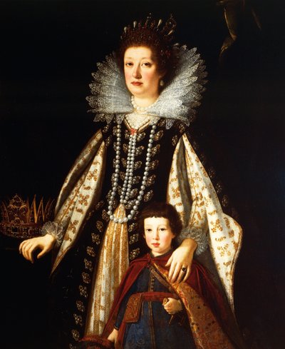 奥地利女大公玛丽亚·马达莱娜与儿子斐迪南二世的画像 作者 Justus Sustermans
