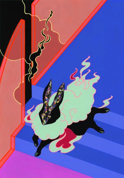 奔跑的野兔》，2019 年（纸上综合材料） 作者 来了