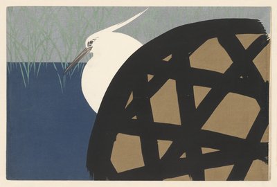 白苍鹭，1909年（木版画） 作者 神坂积家