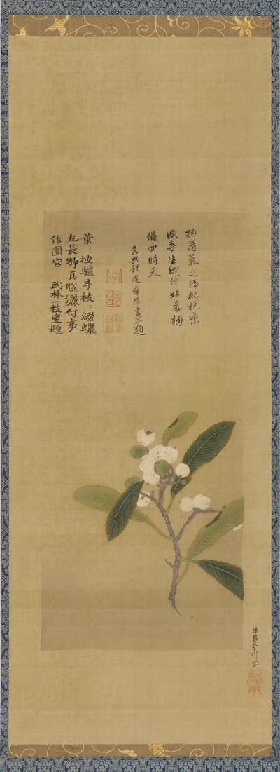 一枝枇杷，江户时期，18世纪。 作者 鹿野仙人院道信