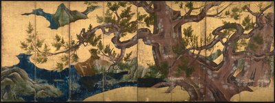柏树八折屏风，1590年 作者 鹿野英德