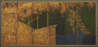 竹架上的葡萄果实，桃山时期，16世纪末。 作者 鹿野英德