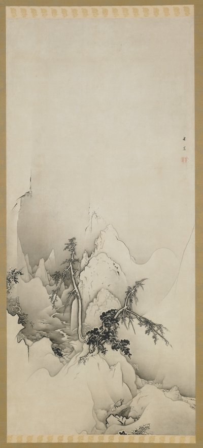 冬季景观：山沟，江户时代，1883年（纸上墨水） 作者 Ho井佳乃