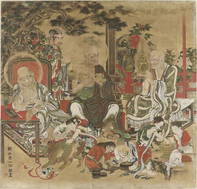 十六位阿罗汉朱罗汉。 作者 卡诺和信