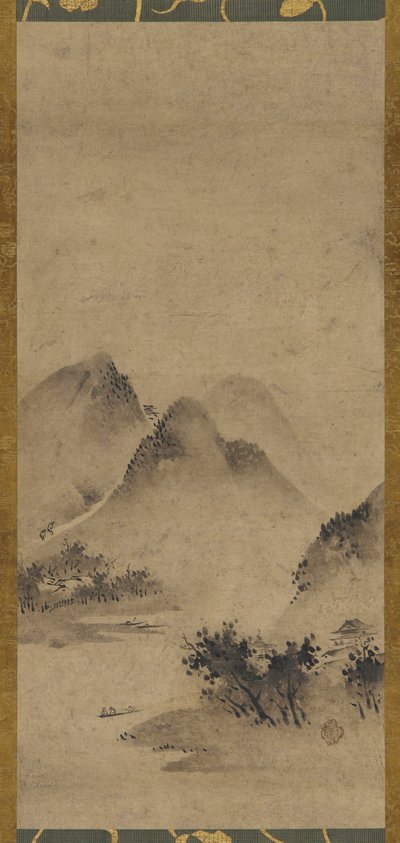 山水，室町时代，16世纪。 作者 卡诺·元信