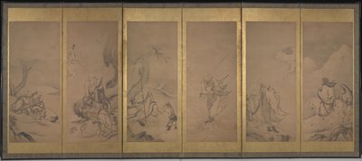 佛教、道教和儒教祖师（纸上墨水和金箔） 作者 狩野山乐