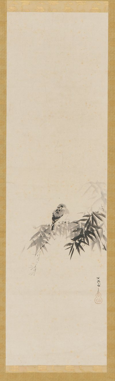 竹枝上的鸟，江户时代，17世纪。 作者 鹿野探游