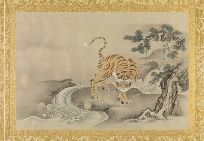 中国画的副本专辑，专辑叶，（丝绸上的墨水和颜色） 作者 鹿野常伸