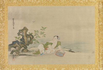 中国画的副本专辑，专辑叶，（丝绸上的墨水和颜色） 作者 鹿野常伸