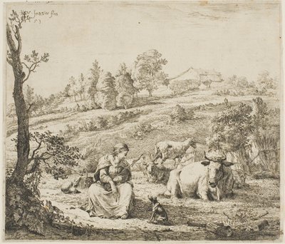 牧羊女对她的狗说话 作者 卡雷尔·杜哈丁（Karel Dujardin）