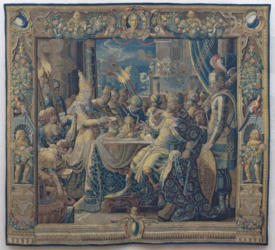 克莉奥佩特拉款待安东尼，约 1640 年（羊毛和丝绸） 作者 Karel van II (workshop of) Mander