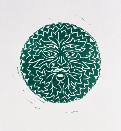 绿人，1998年（linocut和纸） 作者 凯伦·凯特（Karen Cater）
