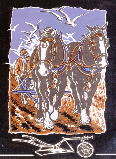The Plough，1997（linocut和wc on paper） 作者 凯伦·凯特（Karen Cater）