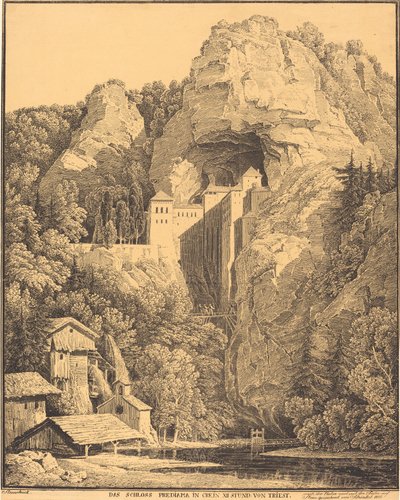 Das Schloss Prediama in Crein XII Stund: von Triest（位于卡尔尼奥拉的Predjama城堡，距的里雅斯特12小时车程）。 作者 卡尔·弗里德里希·辛克尔