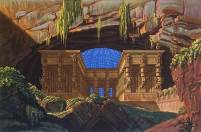 伊拉西斯神庙（Isis）和奥西里斯神庙（Osiris），Sarastro大祭司主持“ Die Zauberflote” 作者 Karl Friedrich Schinkel