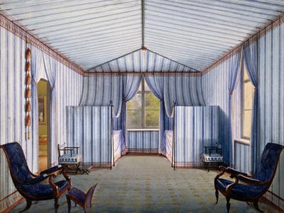 夏洛滕霍夫宫的帐篷房间，1830年后，卡尔-弗里德里希-辛克尔（1781-1841）的水彩画作品 作者 卡尔·弗里德里希·辛克尔
