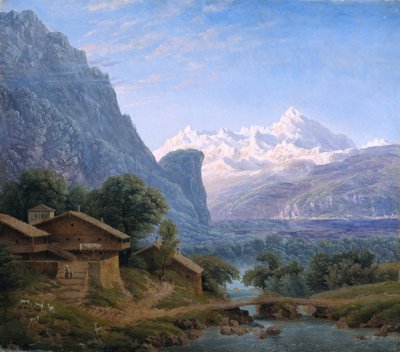 勃朗峰视图 - Karl Friedrich Schinkel (1781-1841)。 布面油画 作者 卡尔·弗里德里希·辛克尔