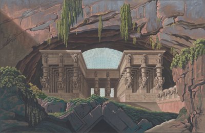 岩石中的寺庙，1847-49。 作者 卡尔·弗里德里希·蒂勒
