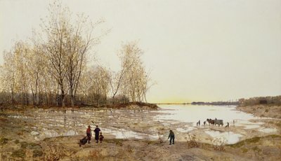 泛滥的树木繁茂的景观，约1875-80年（布面油画） 作者 卡尔·赫夫纳