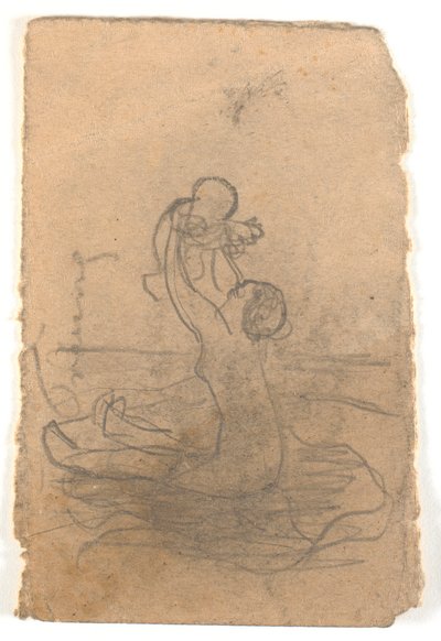 裸体妇女抱起一个小孩 作者 Karl Isakson
