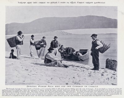 使用 Curragh 或 Coracle 的 Donegal Fisher Folk（黑白照片） 作者 卡尔·卡洛维奇·皮拉茨基